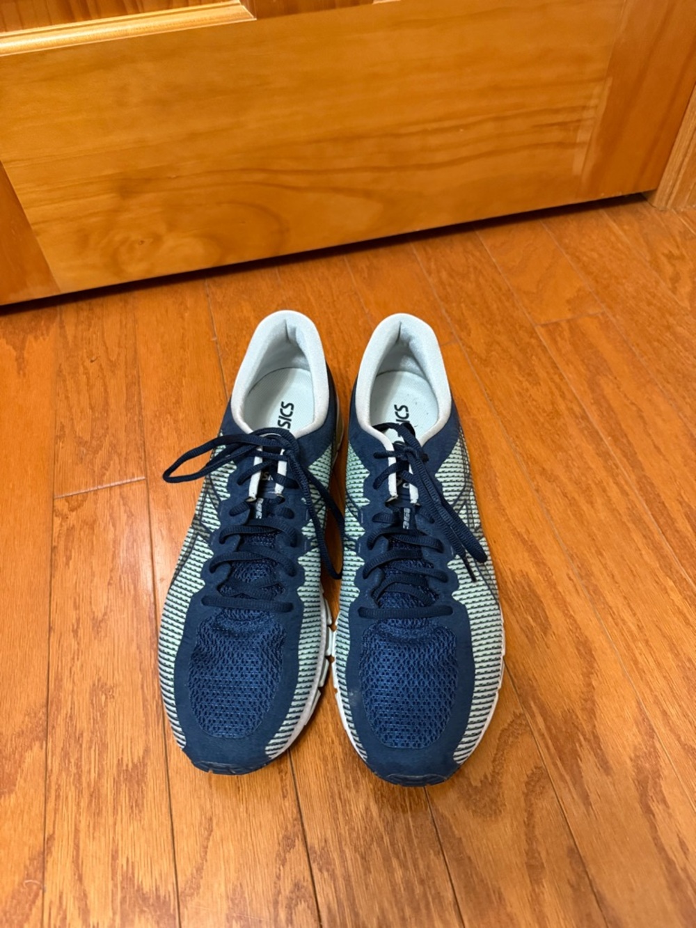 ASICS Navy & Light Green Knit Running Sneakers